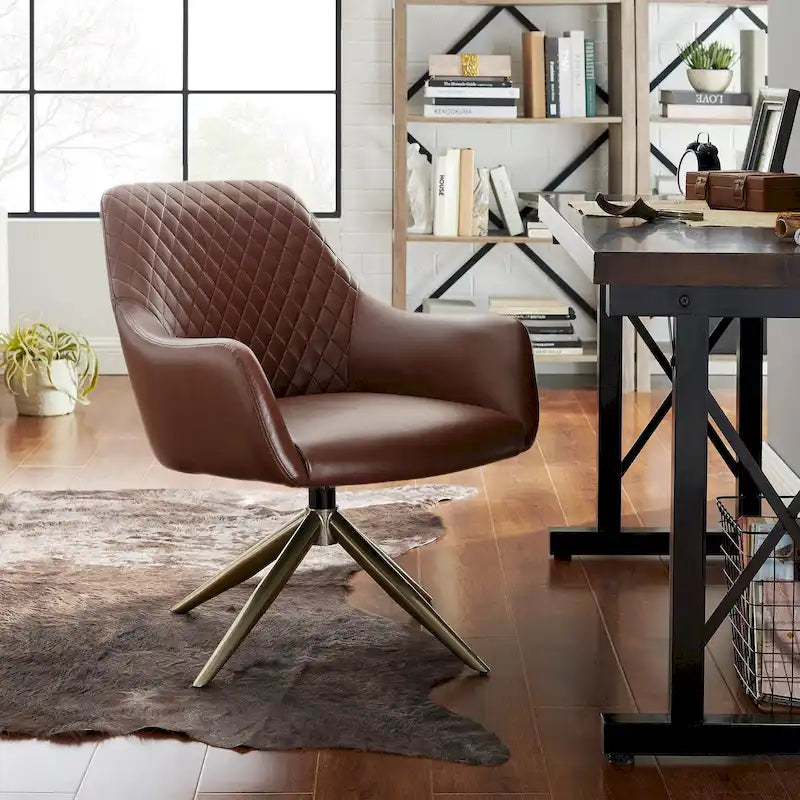 Fauteuil d'appoint pivotant en similicuir, Cognac/Blanc/Gris/Marron/Gris clair, 1 personne