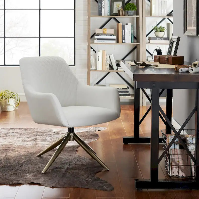 Fauteuil d'appoint pivotant en similicuir, Cognac/Blanc/Gris/Marron/Gris clair, 1 personne