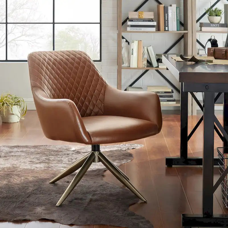 Fauteuil d'appoint pivotant en similicuir, Cognac/Blanc/Gris/Marron/Gris clair, 1 personne