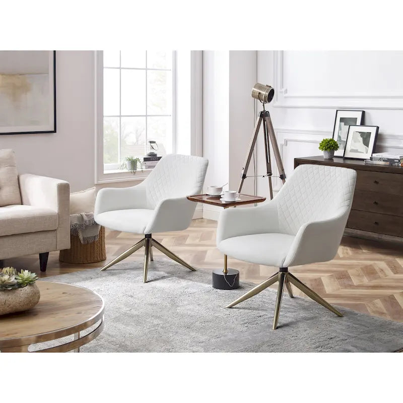 Fauteuil d'appoint pivotant en similicuir, Cognac/Blanc/Gris/Marron/Gris clair, 1 personne