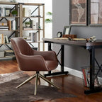 Fauteuil d'appoint pivotant en similicuir, Cognac/Blanc/Gris/Marron/Gris clair, 1 personne