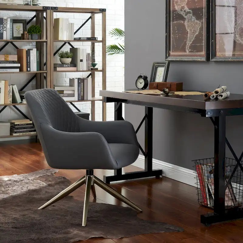 Fauteuil d'appoint pivotant en similicuir, Cognac/Blanc/Gris/Marron/Gris clair, 1 personne