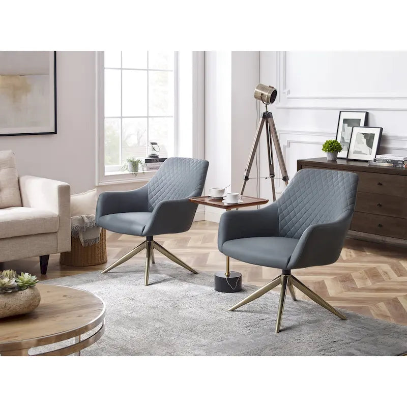 Fauteuil d'appoint pivotant en similicuir, Cognac/Blanc/Gris/Marron/Gris clair, 1 personne