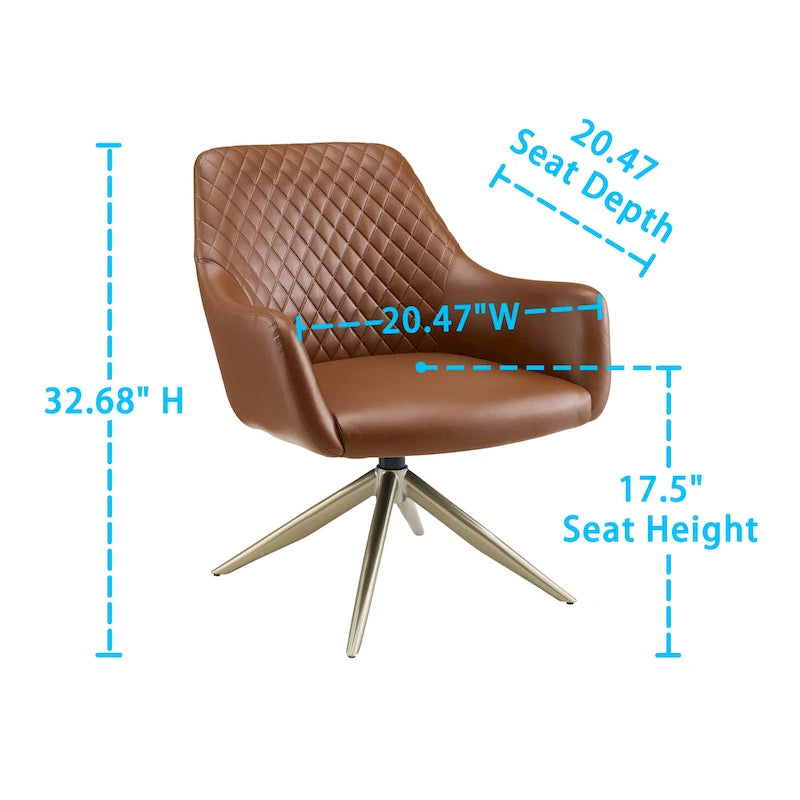 Fauteuil d'appoint pivotant en similicuir, Cognac/Blanc/Gris/Marron/Gris clair, 1 personne
