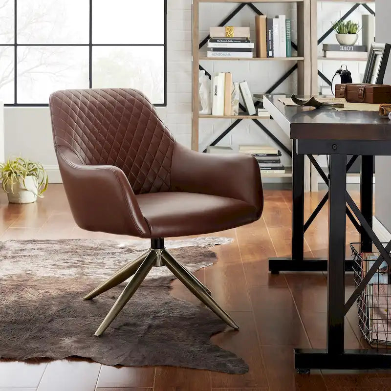 Fauteuil d'appoint pivotant en similicuir, Cognac/Blanc/Gris/Marron/Gris clair, 1 personne