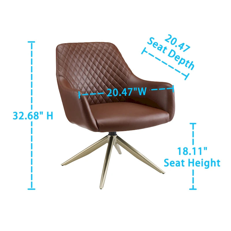 Fauteuil d'appoint pivotant en similicuir, Cognac/Blanc/Gris/Marron/Gris clair, 1 personne