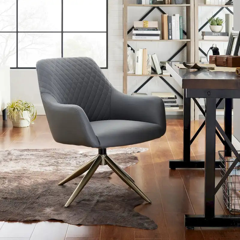 Fauteuil d'appoint pivotant en similicuir, Cognac/Blanc/Gris/Marron/Gris clair, 1 personne