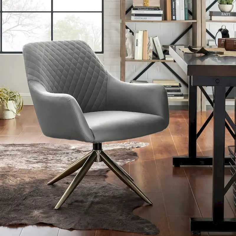 Fauteuil d'appoint pivotant en similicuir, Cognac/Blanc/Gris/Marron/Gris clair, 1 personne