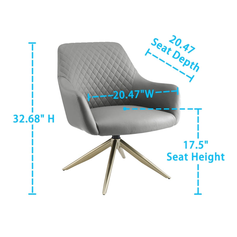 Fauteuil d'appoint pivotant en similicuir, Cognac/Blanc/Gris/Marron/Gris clair, 1 personne