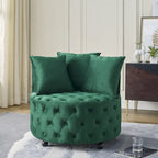 Fauteuil pivotant en velours – capitonné, une place | Kaki / Rose / Beige / Gris / Noir / Vert