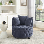 Fauteuil pivotant en velours – capitonné, une place | Kaki / Rose / Beige / Gris / Noir / Vert