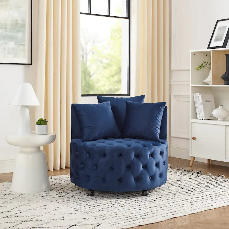 Fauteuil pivotant en velours – capitonné, une place | Kaki / Rose / Beige / Gris / Noir / Vert