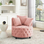 Fauteuil pivotant en velours – capitonné, une place | Kaki / Rose / Beige / Gris / Noir / Vert