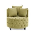 Fauteuil pivotant en velours – capitonné, une place | Kaki / Rose / Beige / Gris / Noir / Vert