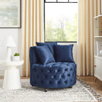 Fauteuil pivotant en velours – capitonné, une place | Kaki / Rose / Beige / Gris / Noir / Vert