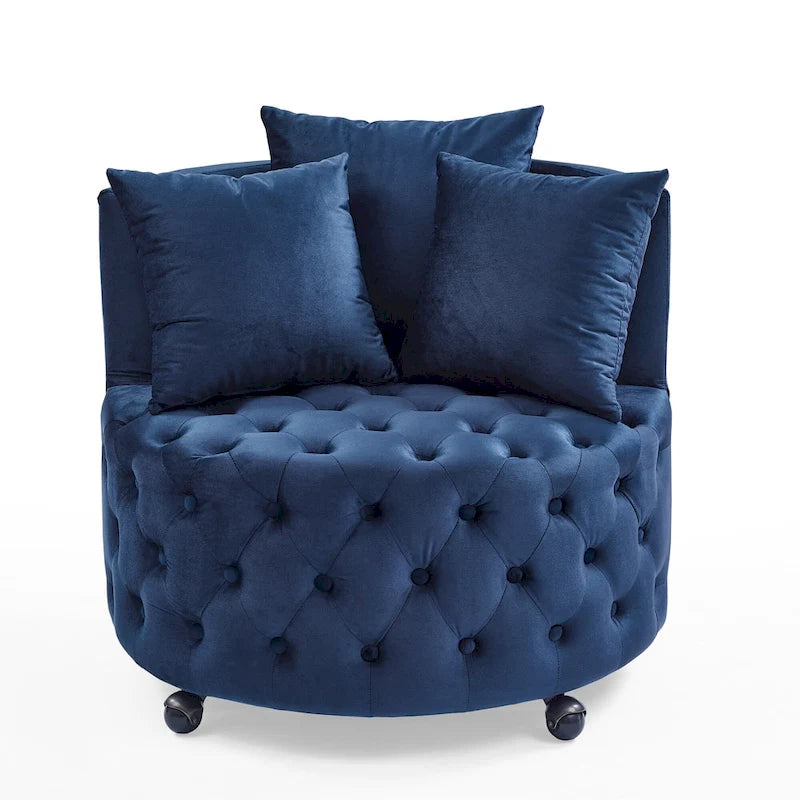 Fauteuil pivotant en velours – capitonné, une place | Kaki / Rose / Beige / Gris / Noir / Vert