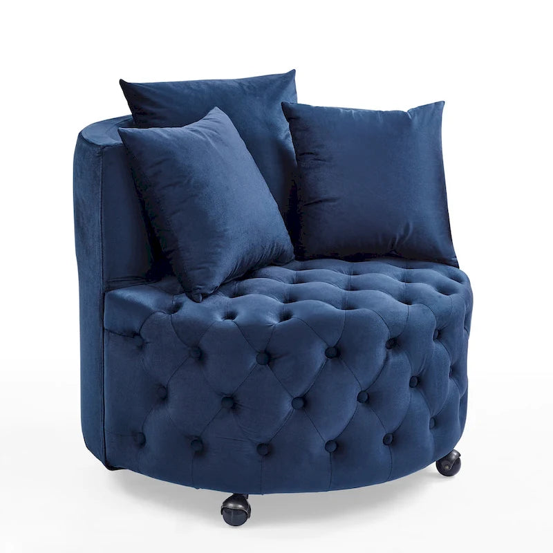 Fauteuil pivotant en velours – capitonné, une place | Kaki / Rose / Beige / Gris / Noir / Vert