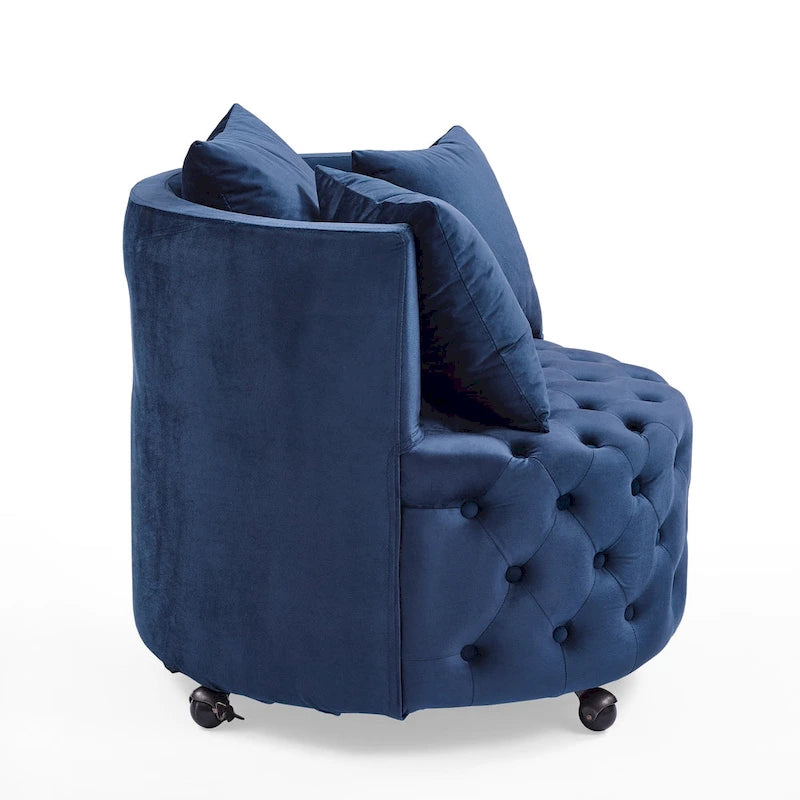 Fauteuil pivotant en velours – capitonné, une place | Kaki / Rose / Beige / Gris / Noir / Vert