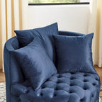 Fauteuil pivotant en velours – capitonné, une place | Kaki / Rose / Beige / Gris / Noir / Vert