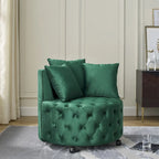 Fauteuil pivotant en velours – capitonné, une place | Kaki / Rose / Beige / Gris / Noir / Vert