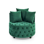 Fauteuil pivotant en velours – capitonné, une place | Kaki / Rose / Beige / Gris / Noir / Vert