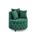 Fauteuil pivotant en velours – capitonné, une place | Kaki / Rose / Beige / Gris / Noir / Vert
