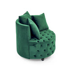 Fauteuil pivotant en velours – capitonné, une place | Kaki / Rose / Beige / Gris / Noir / Vert