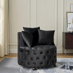 Fauteuil pivotant en velours – capitonné, une place | Kaki / Rose / Beige / Gris / Noir / Vert