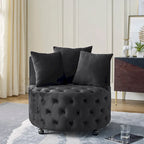 Fauteuil pivotant en velours – capitonné, une place | Kaki / Rose / Beige / Gris / Noir / Vert