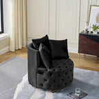 Fauteuil pivotant en velours – capitonné, une place | Kaki / Rose / Beige / Gris / Noir / Vert