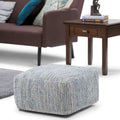 Pouf carré tissé, mélangé multicolore / bleu jean, repose-pieds et siège 1 personne