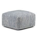 Pouf carré tissé, mélangé multicolore / bleu jean, repose-pieds et siège 1 personne