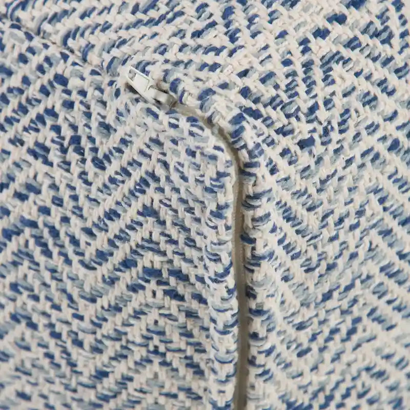 Pouf carré tissé, mélangé multicolore / bleu jean, repose-pieds et siège 1 personne