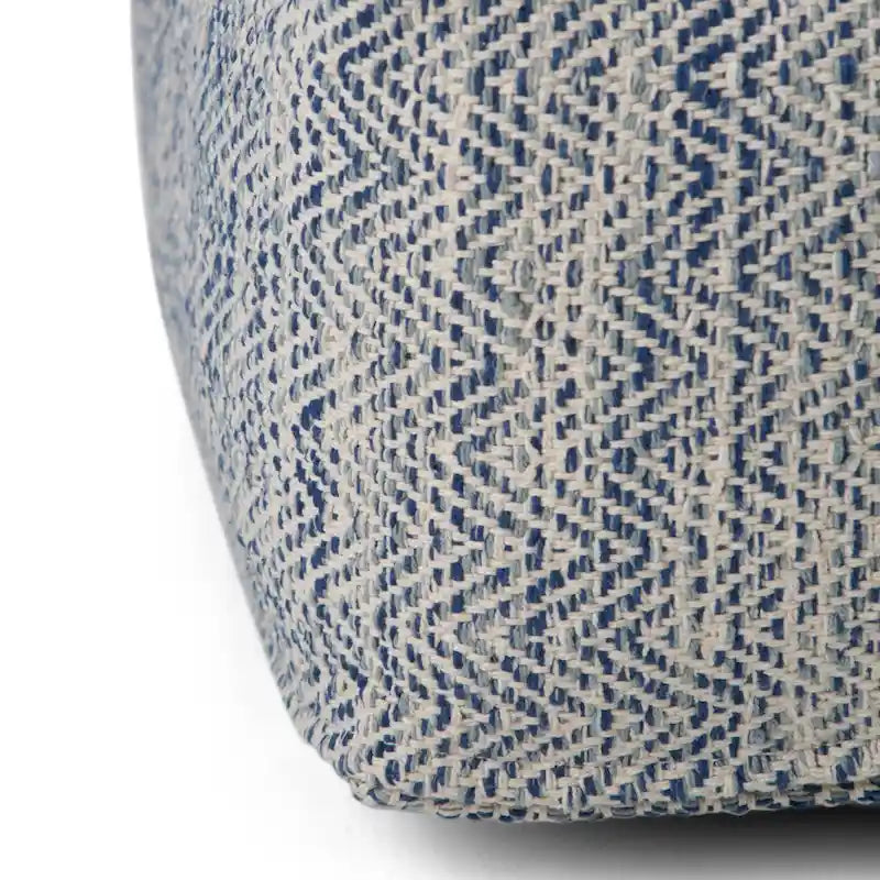 Pouf carré tissé, mélangé multicolore / bleu jean, repose-pieds et siège 1 personne
