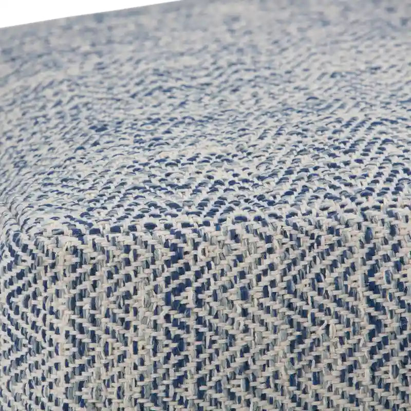 Pouf carré tissé, mélangé multicolore / bleu jean, repose-pieds et siège 1 personne