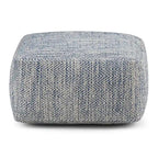 Pouf carré tissé, mélangé multicolore / bleu jean, repose-pieds et siège 1 personne