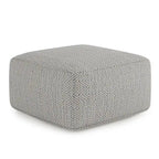 Pouf carré tissé, mélangé multicolore / bleu jean, repose-pieds et siège 1 personne