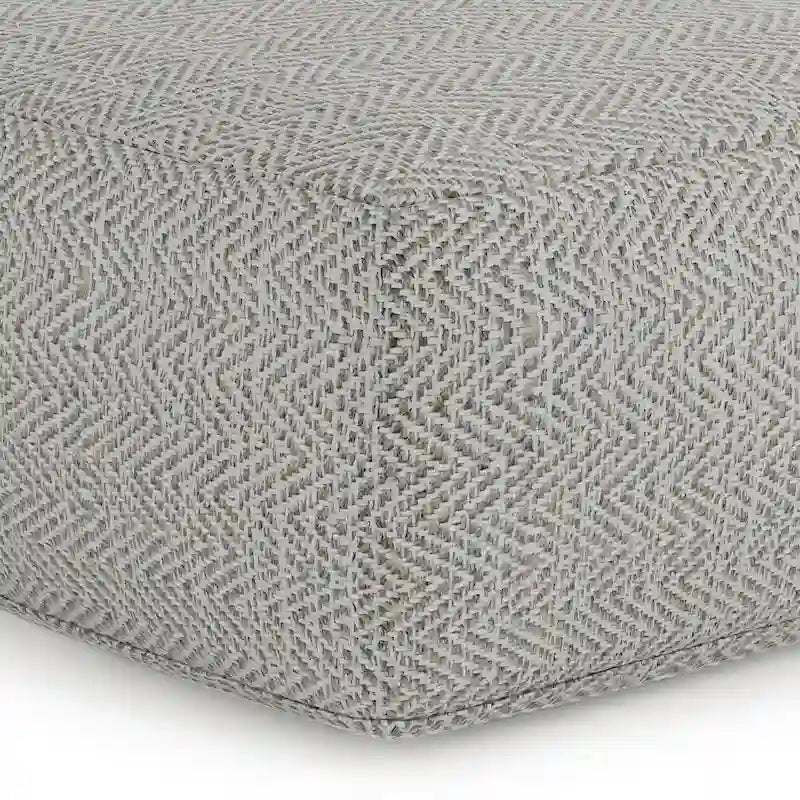 Pouf carré tissé, mélangé multicolore / bleu jean, repose-pieds et siège 1 personne