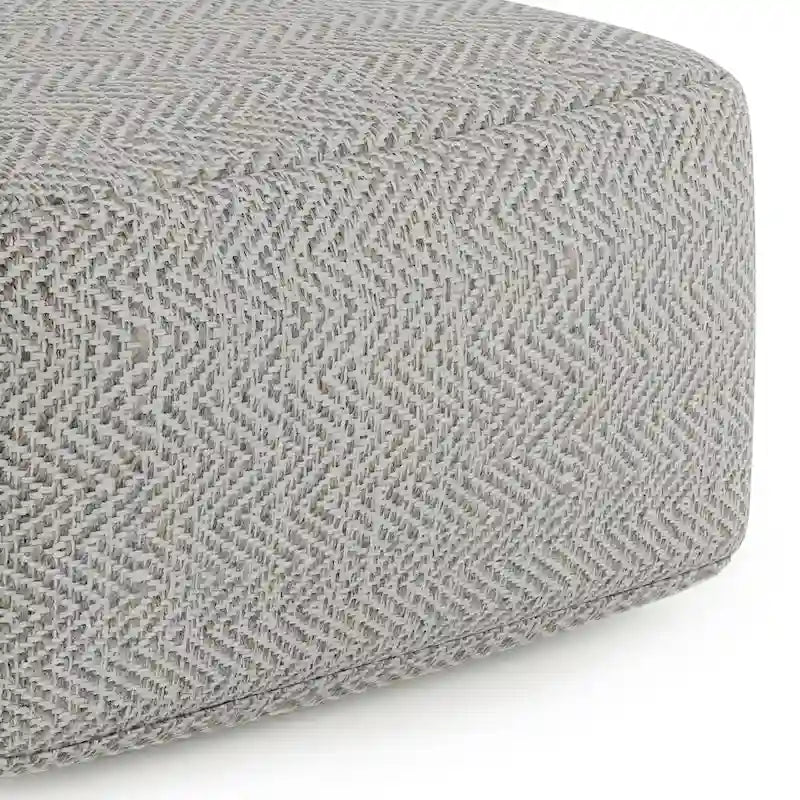 Pouf carré tissé, mélangé multicolore / bleu jean, repose-pieds et siège 1 personne