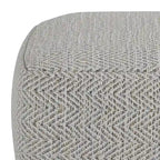 Pouf carré tissé, mélangé multicolore / bleu jean, repose-pieds et siège 1 personne