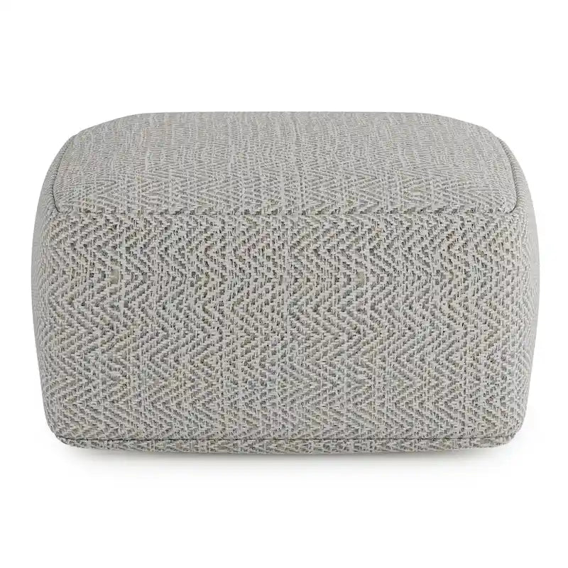 Pouf carré tissé, mélangé multicolore / bleu jean, repose-pieds et siège 1 personne