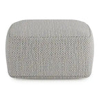 Pouf carré tissé, mélangé multicolore / bleu jean, repose-pieds et siège 1 personne