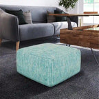Pouf carré tissé, mélangé multicolore / bleu jean, repose-pieds et siège 1 personne