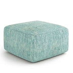 Pouf carré tissé, mélangé multicolore / bleu jean, repose-pieds et siège 1 personne