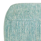 Pouf carré tissé, mélangé multicolore / bleu jean, repose-pieds et siège 1 personne