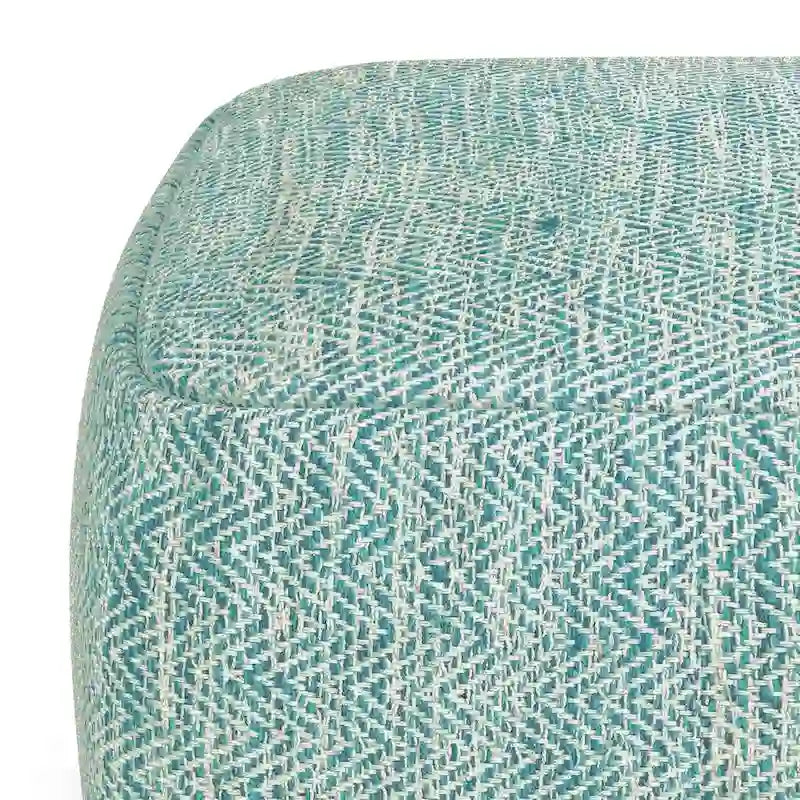 Pouf carré tissé, mélangé multicolore / bleu jean, repose-pieds et siège 1 personne