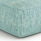 Pouf carré tissé, mélangé multicolore / bleu jean, repose-pieds et siège 1 personne