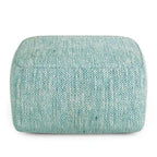 Pouf carré tissé, mélangé multicolore / bleu jean, repose-pieds et siège 1 personne
