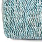 Pouf carré tissé, mélangé multicolore / bleu jean, repose-pieds et siège 1 personne