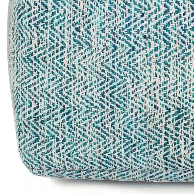 Pouf carré tissé, mélangé multicolore / bleu jean, repose-pieds et siège 1 personne